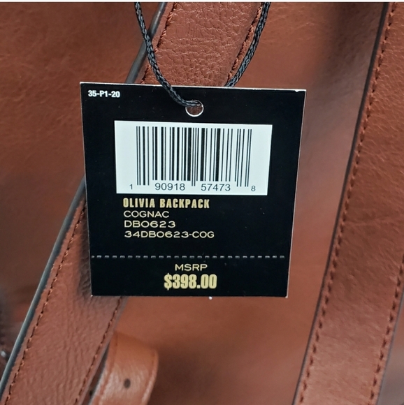 NWT FRYE Olivia Large Backpack Cognac Drawstring - Picture 4 of 8